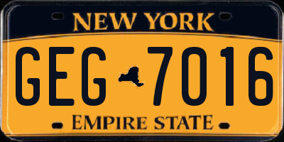 NY license plate GEG7016