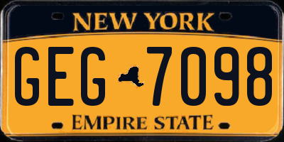 NY license plate GEG7098