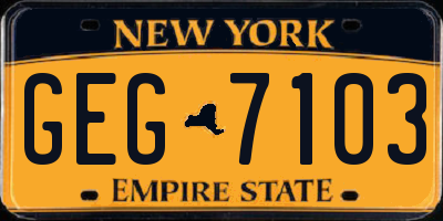 NY license plate GEG7103
