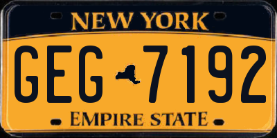 NY license plate GEG7192