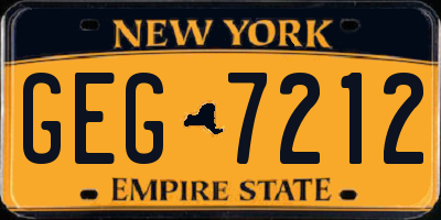 NY license plate GEG7212