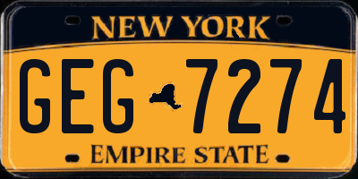 NY license plate GEG7274