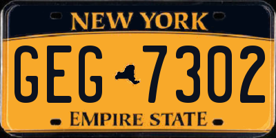 NY license plate GEG7302