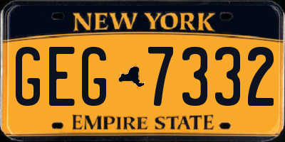 NY license plate GEG7332