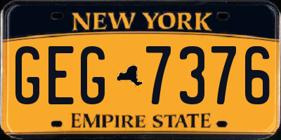 NY license plate GEG7376