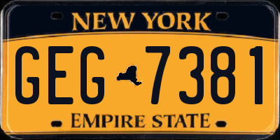 NY license plate GEG7381