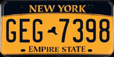 NY license plate GEG7398