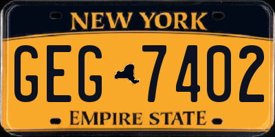 NY license plate GEG7402