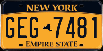 NY license plate GEG7481