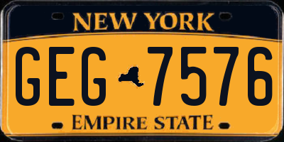 NY license plate GEG7576