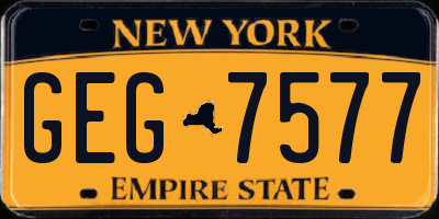 NY license plate GEG7577