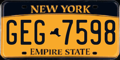 NY license plate GEG7598