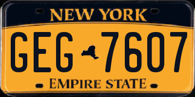 NY license plate GEG7607