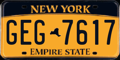 NY license plate GEG7617
