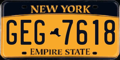 NY license plate GEG7618
