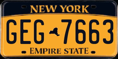 NY license plate GEG7663