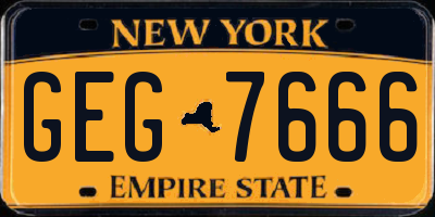 NY license plate GEG7666