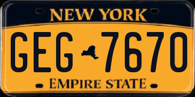 NY license plate GEG7670