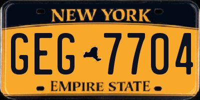 NY license plate GEG7704