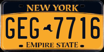 NY license plate GEG7716