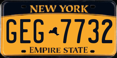 NY license plate GEG7732