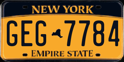 NY license plate GEG7784