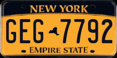 NY license plate GEG7792