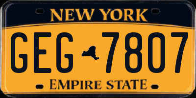 NY license plate GEG7807