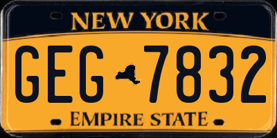 NY license plate GEG7832
