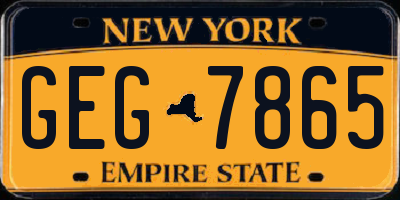 NY license plate GEG7865
