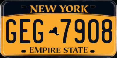 NY license plate GEG7908