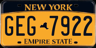 NY license plate GEG7922