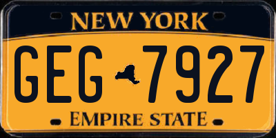 NY license plate GEG7927