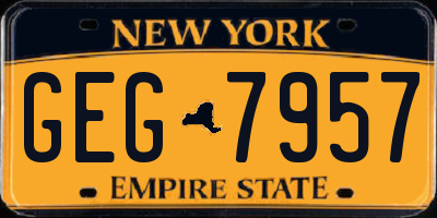 NY license plate GEG7957