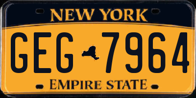 NY license plate GEG7964