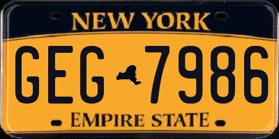 NY license plate GEG7986