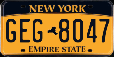 NY license plate GEG8047