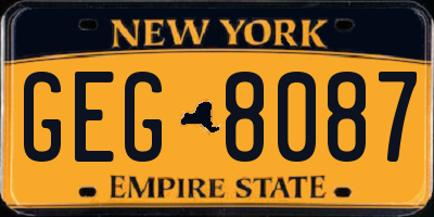 NY license plate GEG8087