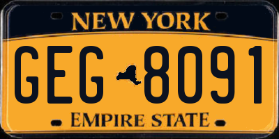 NY license plate GEG8091
