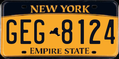 NY license plate GEG8124