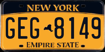 NY license plate GEG8149