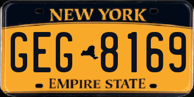 NY license plate GEG8169