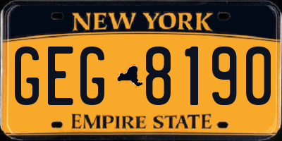 NY license plate GEG8190