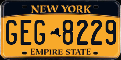 NY license plate GEG8229