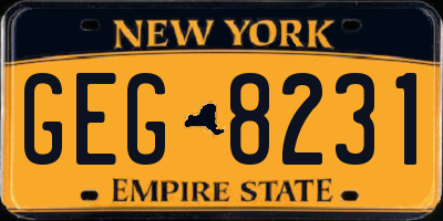 NY license plate GEG8231