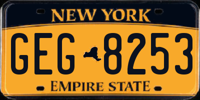 NY license plate GEG8253