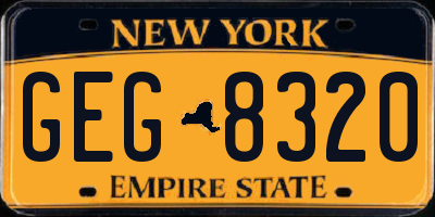 NY license plate GEG8320