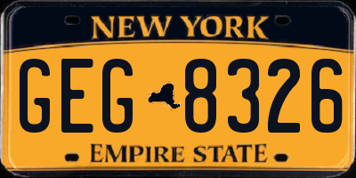 NY license plate GEG8326