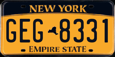 NY license plate GEG8331
