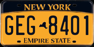 NY license plate GEG8401